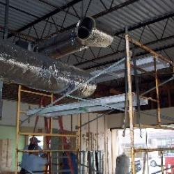 Duct work is installed for the heating and air system. 
