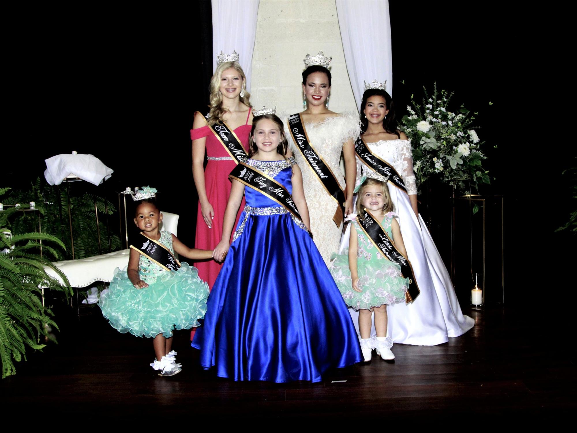 Front Row (L to R): Wee Miss Kiyah Hicks, Tiny Miss Avery Mace and Little Miss Presley Jackson. Back Row (L to R): Teen Miss Lauren Brown, Miss Kaylee Chavis and Junior Miss Halona Locklear.
